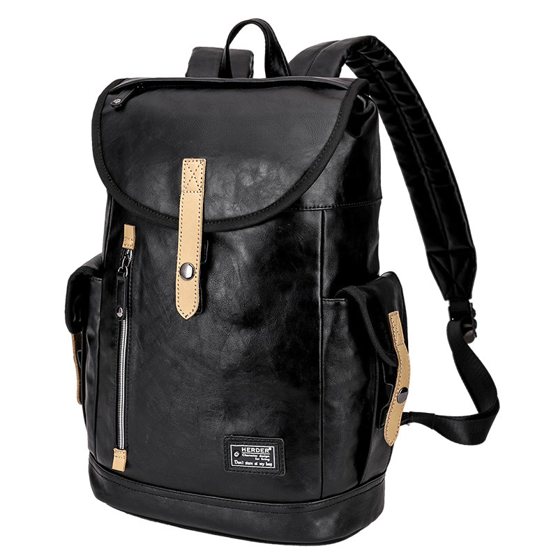 赫登尔(herder)b0611 双肩包男休闲书包男韩版个性潮包 黑色